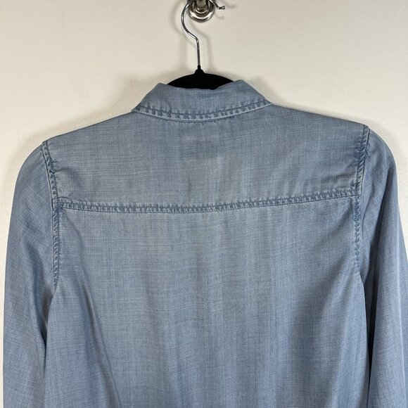 Chicos 0 Blouse Top Women’s S Blue Button Up Embroidered Floral Western Boho - Picture 9 of 10